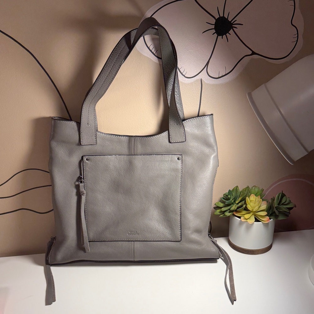 Vince Camuto Gray Leather Tote Bag